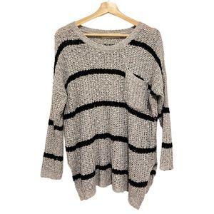 Impeccable Pig Light Gray & Black Striped Sweater